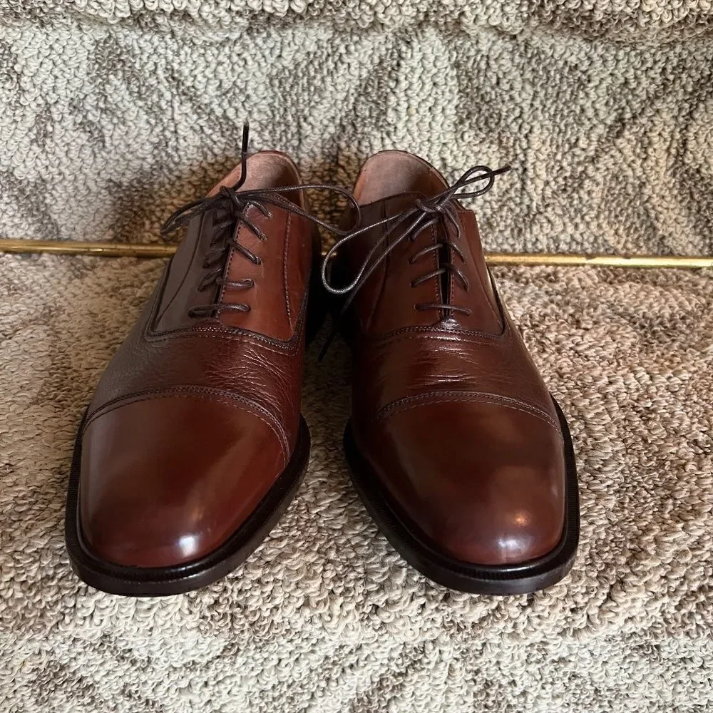 NWOB Men's Florsheim Imperial Cap Toe Dark Brown Leather Oxford Shoes Size 7.5 D